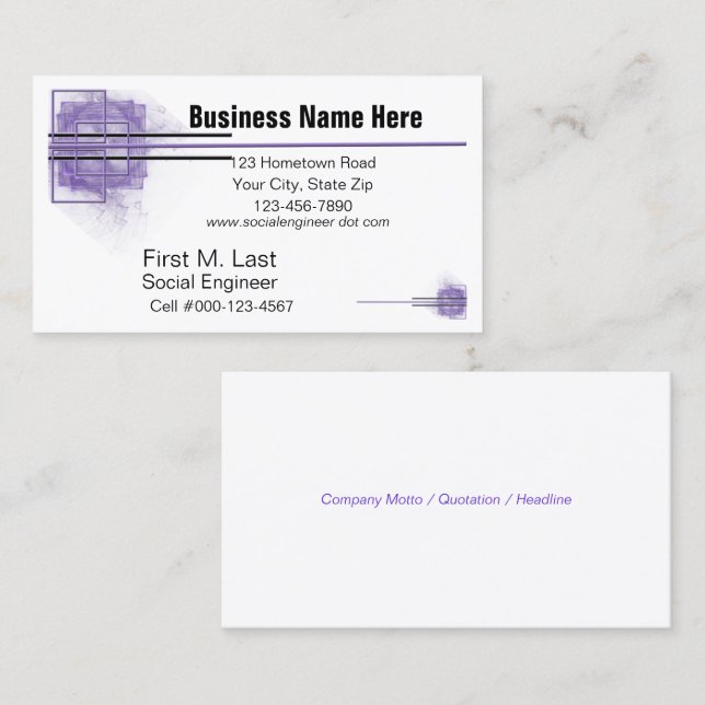 Tarjeta De Visita Purple Block & Line Artwork Generic (Anverso / Reverso)