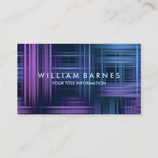 Tarjeta de visita Purple Blue Modern Plaid (Anverso)