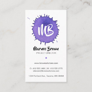 Tarjeta de visita Purple/Blue Watercolor Stain