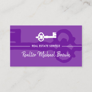 Tarjeta De Visita Purple Bright Vintage Key Inmobiliario