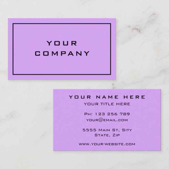 Tarjeta De Visita Purple Business Card Nuevo diseño - Tus colores (Anverso / Reverso)