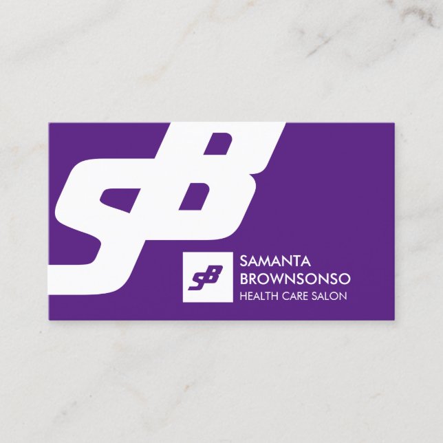 Tarjeta De Visita Purple Classic White Bold Elegante Simple (Anverso)