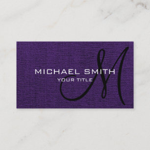 Tarjeta De Visita Purple Elegant Monograma Aspecto