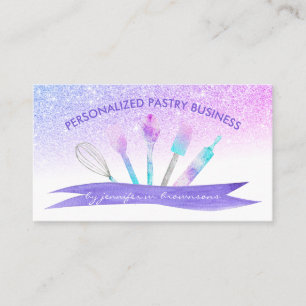 Tarjeta De Visita Purple Elegant Pastry Chef Casa Fabricado En Panad