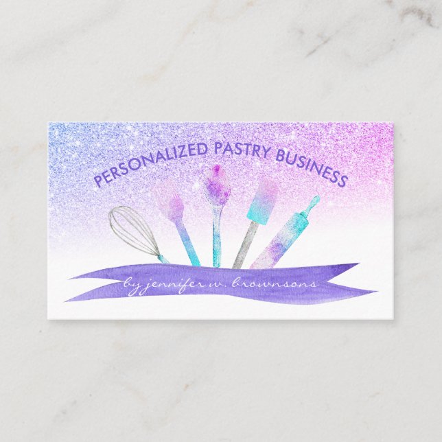 Tarjeta De Visita Purple Elegant Pastry Chef Casa Fabricado En Panad (Anverso)