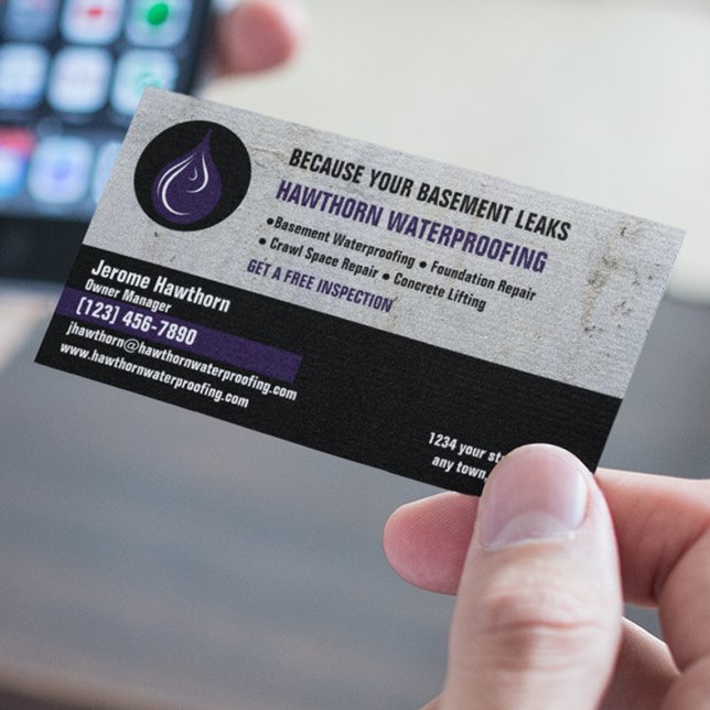 Tarjeta De Visita Purple, empresa de impermeabilización (Subido por el creador)
