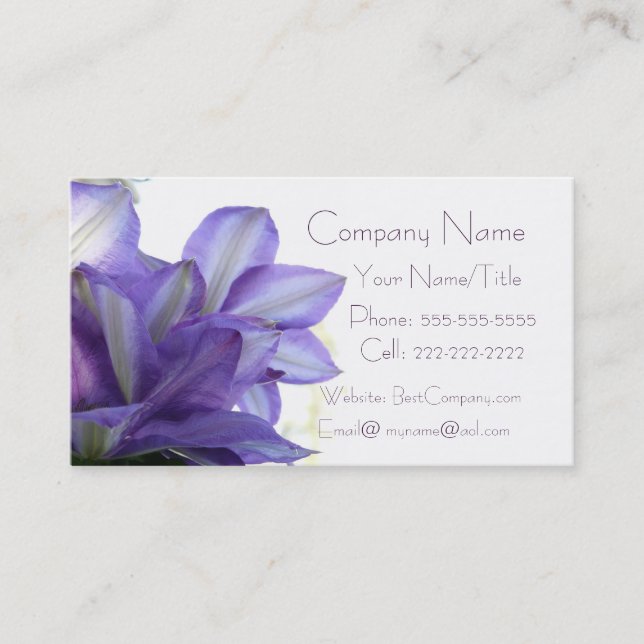 Tarjeta De Visita Purple Floral-Elegante (Anverso)