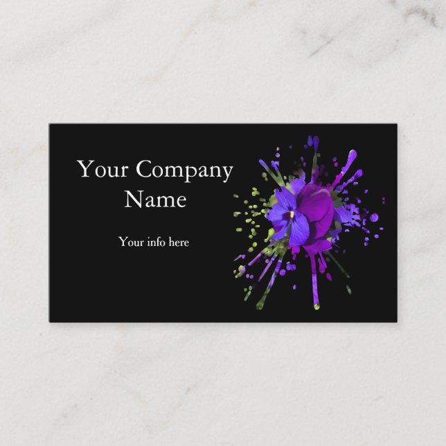 Tarjeta De Visita purple flowers card (Anverso)