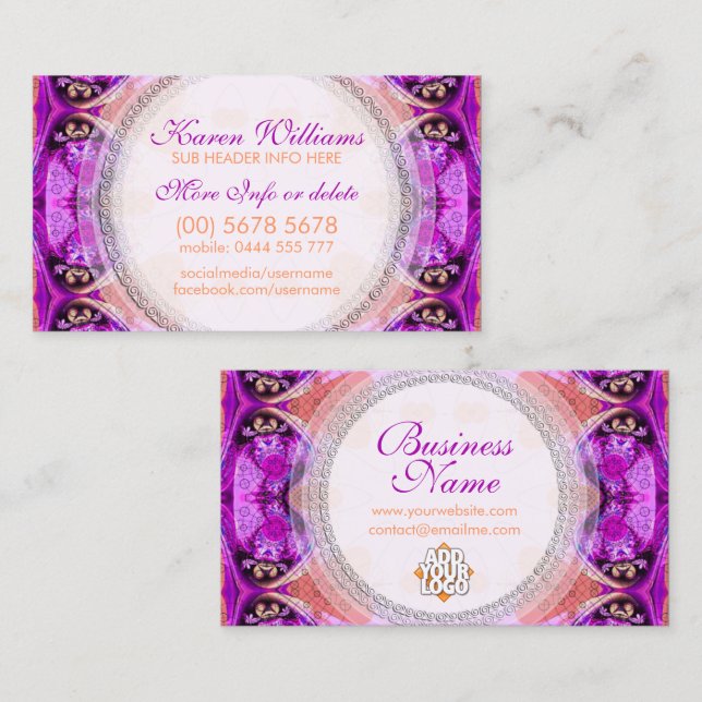 Tarjeta de visita Purple Fuchsia Healing New Age (Anverso / Reverso)