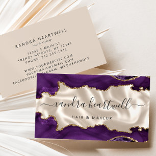 Tarjeta De Visita Purple Gold Agate Ivory Luxury