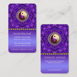 Tarjeta De Visita Purple Gold Mandala Tranquilidad Balance holístico
