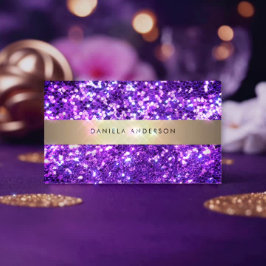 Tarjeta De Visita Purple Gold y Purpurina Glam QR Code