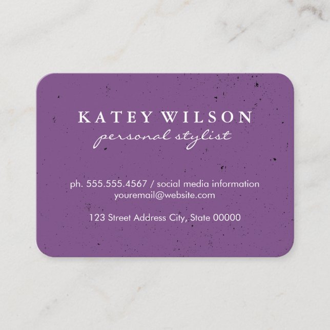 Tarjeta De Visita Purple Grunge profesional simple con borde dorado (Anverso)
