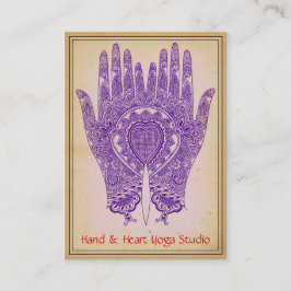 Tarjeta de visita Purple Henna Hands Yoga Studio