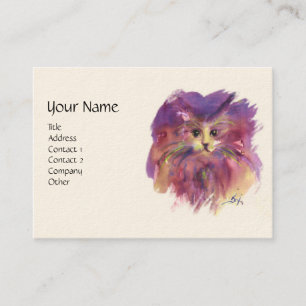 Tarjeta De Visita PURPLE KITTEN, KITTY CAT RETRAT, White Cream