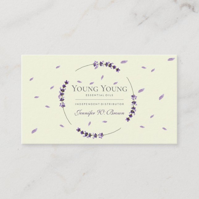 Tarjeta De Visita Purple Lavender Circle Framed Essential Oils (Anverso)
