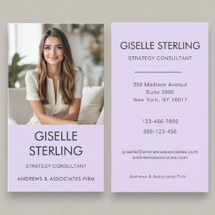 Tarjeta De Visita Purple Lilac Minimal Professional Photo Modern