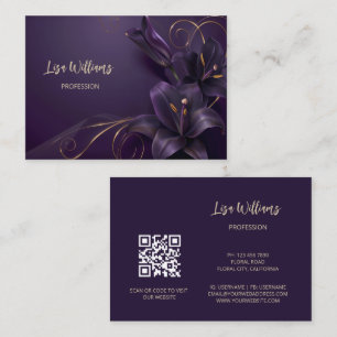 Tarjeta De Visita Purple Lilies Luxury   Flores 3D
