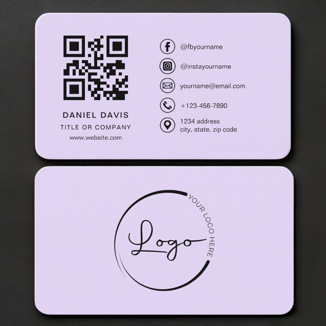 Tarjeta De Visita Purple Logo QR Code Professional (Subido por el creador)