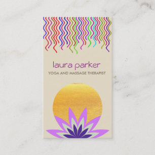 Tarjeta De Visita Purple Lotus Flower Logotipo Yoga Healing Health