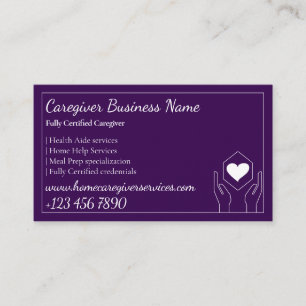 Tarjeta De Visita Purple Modern Health Aide Home Care Profesional
