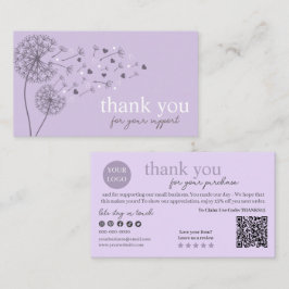 Tarjeta De Visita Purple Modern Script QR Code, Gracias