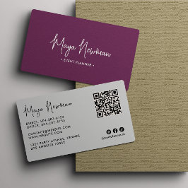 Tarjeta De Visita PURPLE Moderno Elegante Código QR Mínimo Creativo