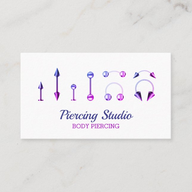 Tarjeta De Visita Purple Pink Jewelry Store Piercing (Anverso)