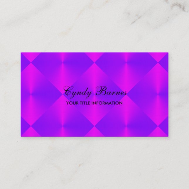Tarjeta De Visita Purple Pink Metallic Look Diamond Tiles (Anverso)