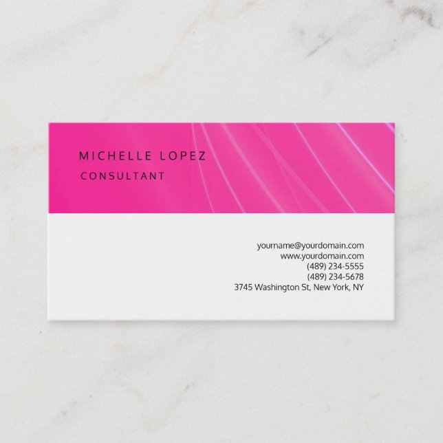 Tarjeta De Visita Purple Pink White Elegant Plain Professional (Anverso)