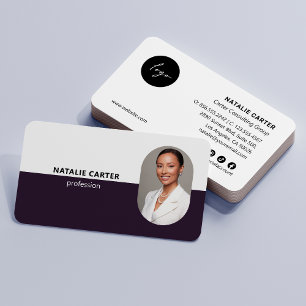 Tarjeta De Visita PURPLE Profesional de OVAL con logotipo de CÓDIGO