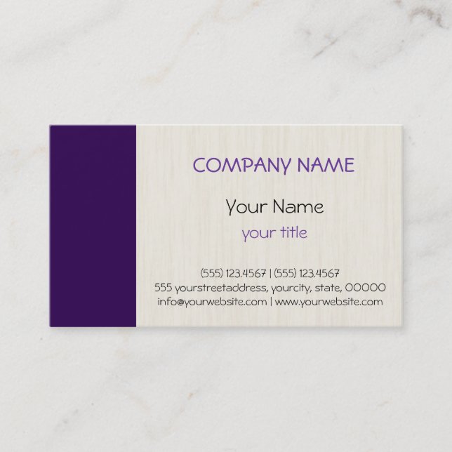 Tarjeta De Visita Purple Profesional Elegante Moderno (Anverso)
