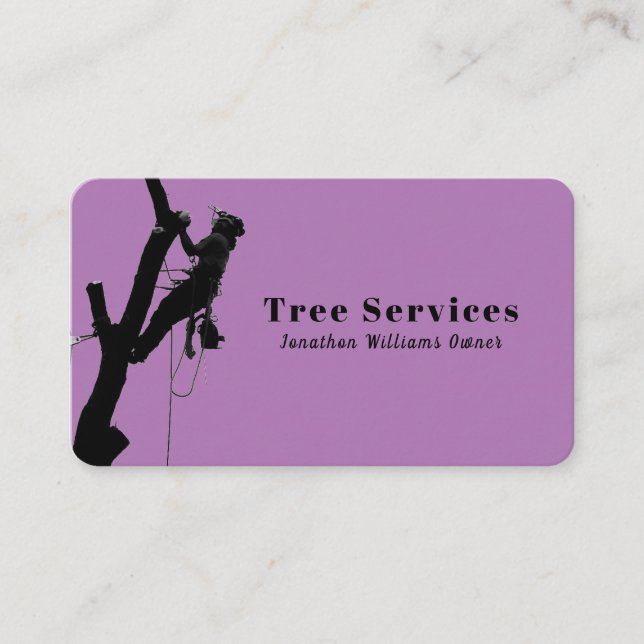 Tarjeta De Visita Purple Professional Tree Trimming Service (Anverso)