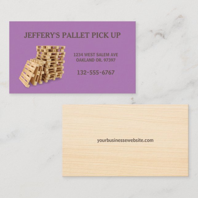 Tarjeta De Visita Purple Professional Wood Pallet Crate (Anverso / Reverso)