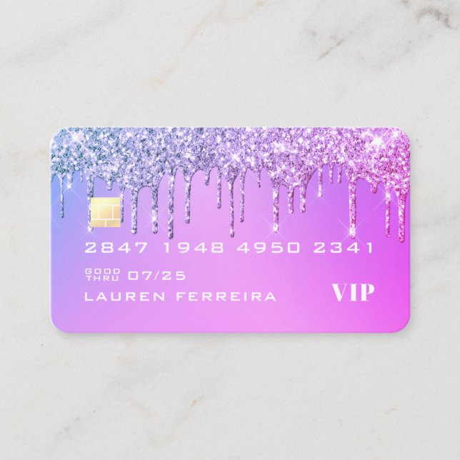 Tarjeta de visita Purple Purpurina (Anverso)