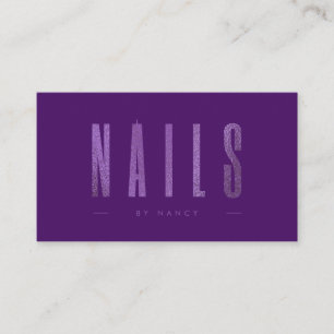 Tarjeta De Visita Purple Purpurina Nails Nail Tech