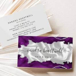Tarjeta De Visita Purple Silver Agate White Luxury