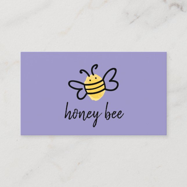 Tarjeta De Visita Purple Simple Honey Bee (Anverso)