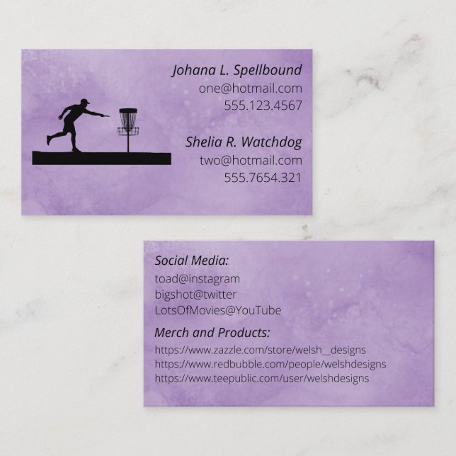 Tarjeta De Visita Purple Social calling card-Disc Golf (Anverso / Reverso)