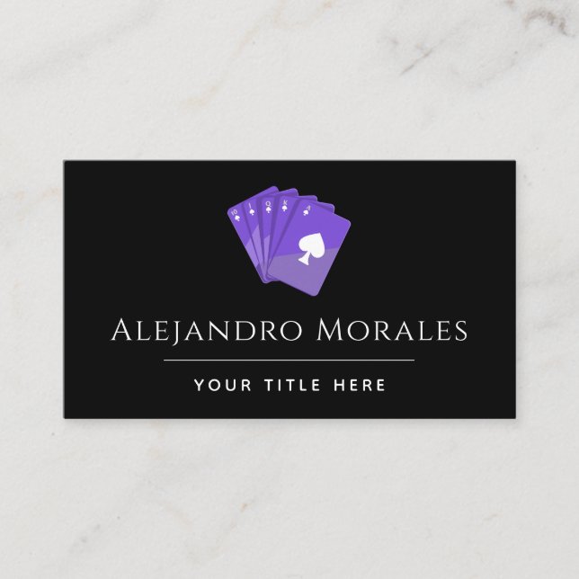 Tarjeta De Visita Purple Spade Jugando Cartas Casino Club Tema (Anverso)