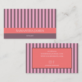 Tarjeta De Visita Purple Stripes Colorful Pink Orange