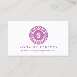 Tarjeta De Visita PURPLE SUN LOGO MONOGRAM para YOGA STUDIO, PROFESO