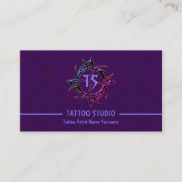 Tarjeta De Visita Purple Vintage Minimal Modern Tattoo Studio