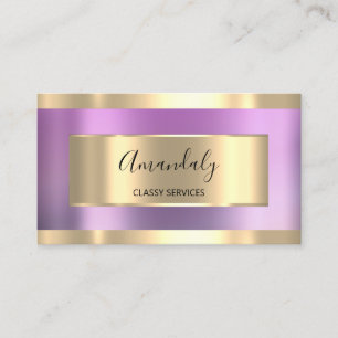 Tarjeta De Visita Purple Violet Gold Profesional maquillaje uñas ros
