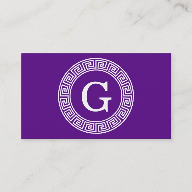 Tarjeta De Visita Purple Whats Crónica Griega Marco De Rand Monogram (Anverso)