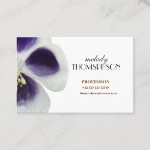 Tarjeta de visita Purple & White Elegant