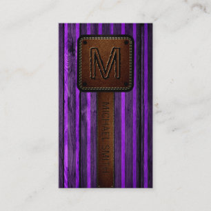 Tarjeta De Visita Purple Wood Brown Leather Look