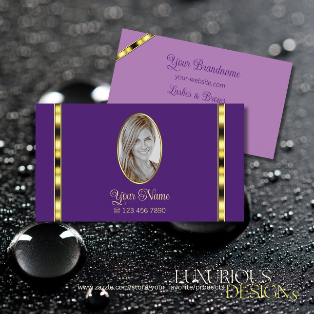Tarjeta De Visita Purple y Lilac elegantes con foto profesional (Subido por el creador)