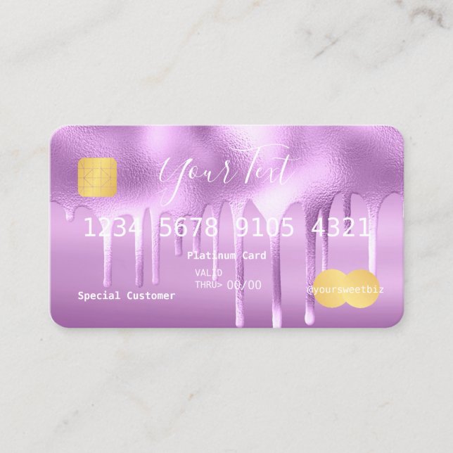 Tarjeta De Visita Purple Your Text (maquillaje) Paint Drid Credit (c (Anverso)