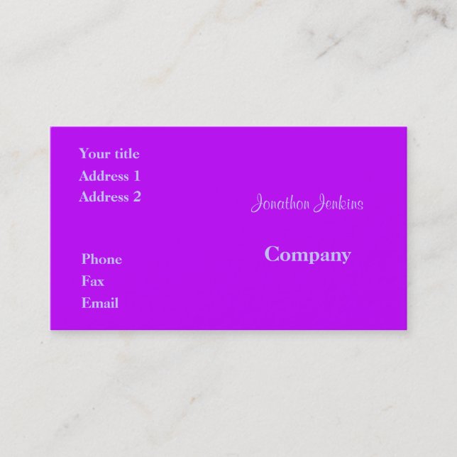 Tarjeta De Visita Púrpura (Anverso)
